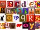 Kolorowe litery alfabetu o różnych fakturach, kolorach i wielkościach