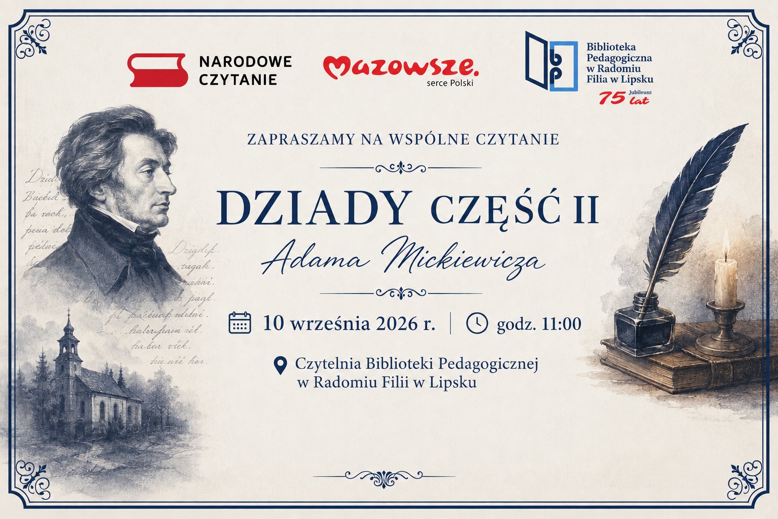 Narodowe Czytanie 2026 - Adam Mickiewicz, Dziady, cz. 2
